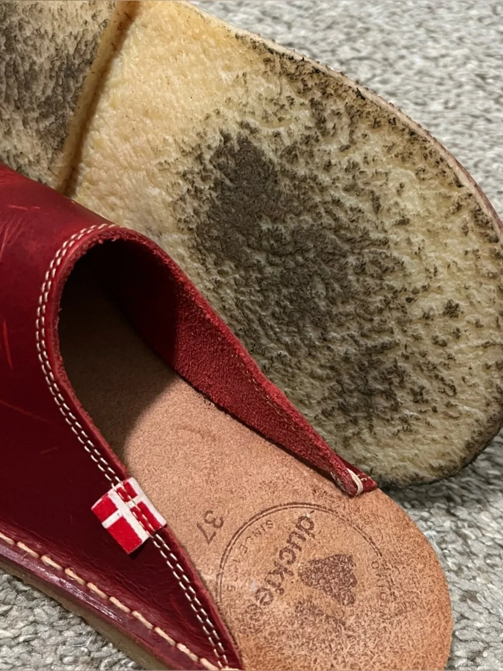 Duckfeet Red Handmade Blåvand' Mules Slip-ons - Clogs Slides Size 37 6.5/7 - Picture 5 of 10